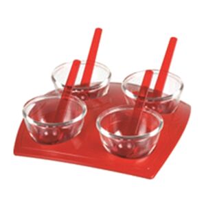 Herevin 4-Piece Snack Serving Set with Spoon Red Herevin 4-Piece Snack Serving Set with Spoon Red